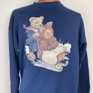Fruit of the Loom Navy Sweatshirt with Bear Design